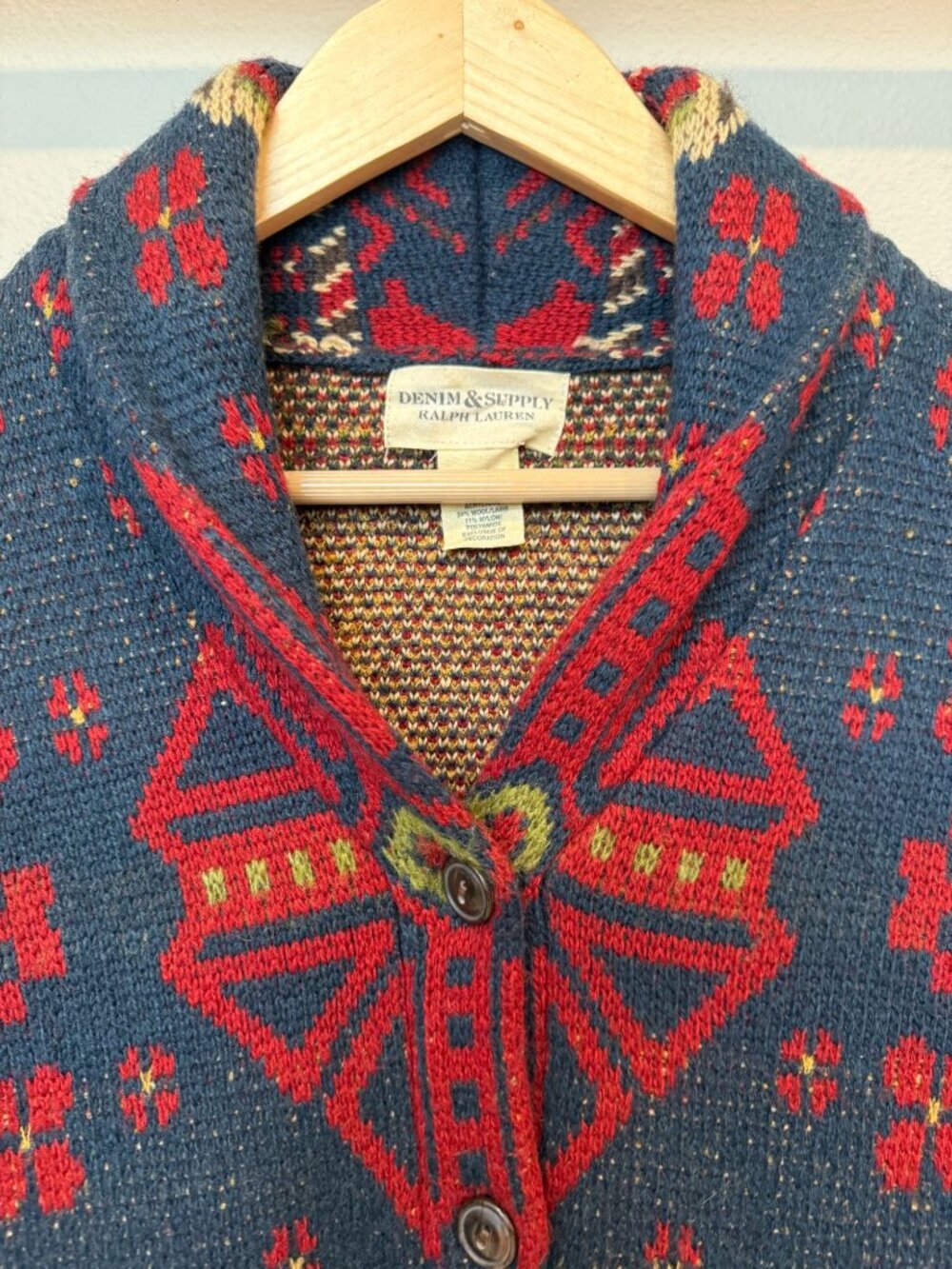 Ralph Lauren Denim & Supply Aztec Southwestern Cardigan Sweater Medium Wool Cozy - Picture 5 of 9